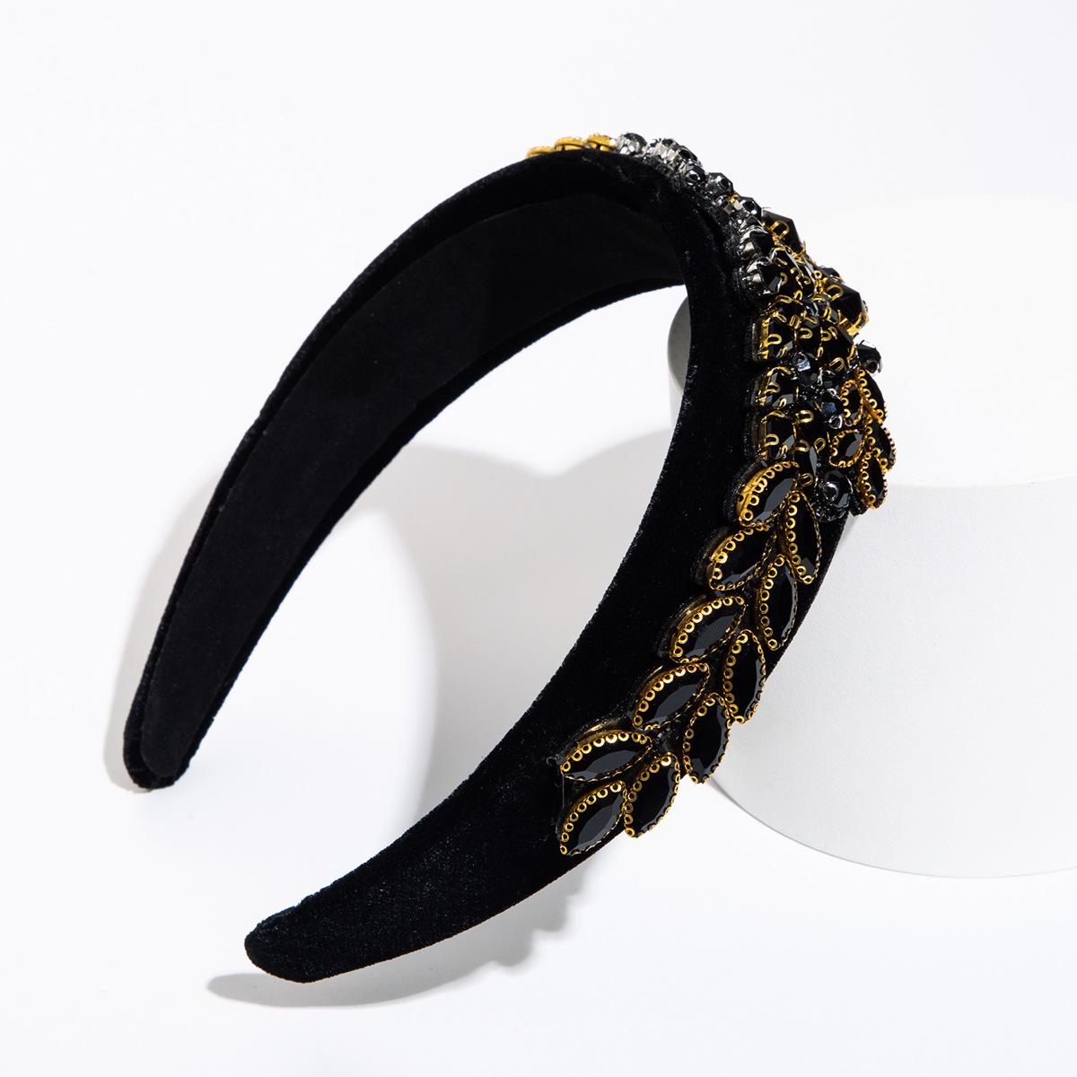 Crystal Leaf Headband For Women Luxury Olive Branch Hairband Rhinestone Tiaras Wedding Prom Elegant Hair Accessories чёрный