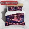 3pcs Duvet Cover Set (1*Duvet Cover + 2*Pillowcase, Without Core), Custom Name Demon Slayer Anime Pattern Bedding Set, Home Bedroom Decor Gift
