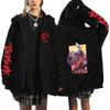 Berserk Anime Hooded Zip-Up Sweatshirt Men Oversized Fleece-Lined Pullover With Drawstring Cap Side Pockets
