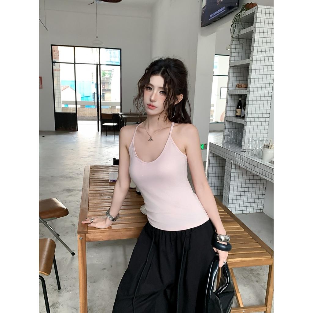 Pure desire U tie chest pad suspender vest women's summer thin shoulder strap suspender sleeveless backless top