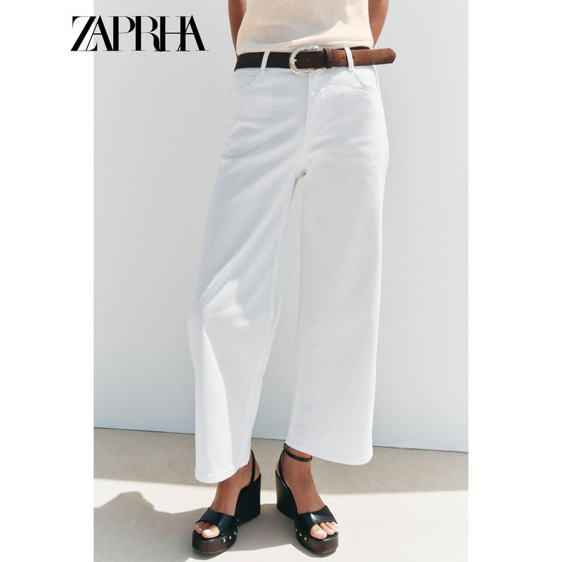 Zaprha 2025 Summer New Fashion With Belt High Waist Wide Leg Casual All-matching Jeans 1889152