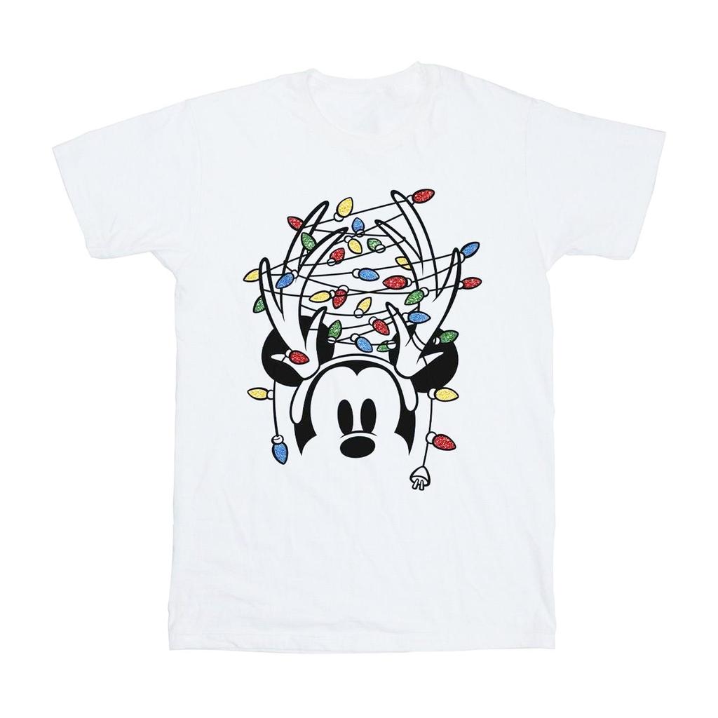 Disney Mens Mickey Mouse Christmas Head Lights T-Shirt