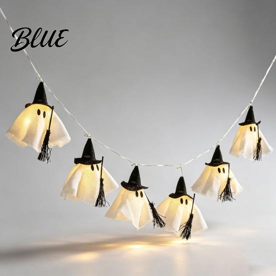 Indoor Decorative LED Lamps Halloween Ghost String Light Hanging Fabric with Wizard Hat Party Atmosphere Lighting Glowing Fairy Lights for Fireplace