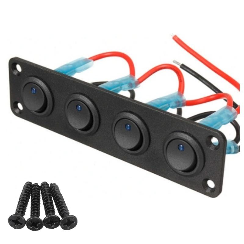 12V 1-4 Gang Universal Toggle Switch Panel USB Car Boat Marine RV Truck Blue LED Styling Accessories Marine Rocker Switch