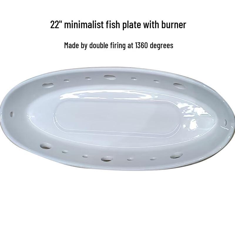 22-inch Ceramic Fish Platter with Integrated Warmer