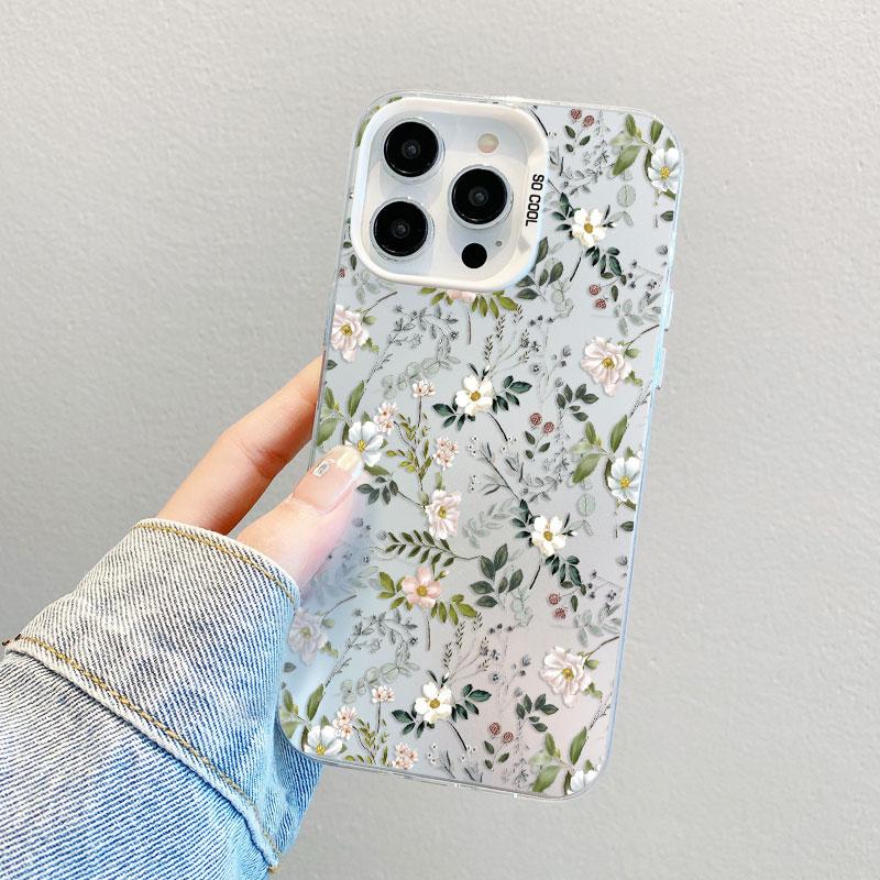 Fresh Small Flower Graphic Laser Phone Case For Samsung Galaxy S26 Ultra S23 S24 S25 S22 S21 S20 Plus FE A35 A54 A55 5G Cover