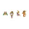 New Princess Earrings Set For Women Girl Fashion Vintage Colorful Zircon Stud Earring Jewelry Toys