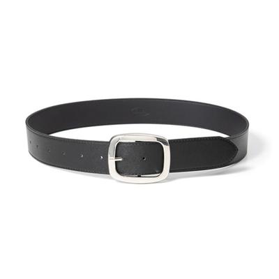 Halden (W) Wide Silver Buckle Fake Leather Belt (T030_black)