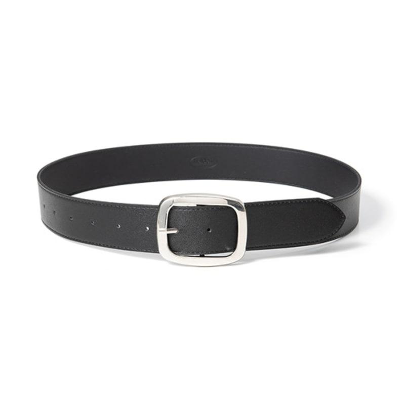 

halden (W) wide silver buckle fake leather belt (T030_black) Black