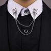 Unisex Double Wolf Head střapec Řetízek Brož Pin Suit Košilový límec Badge dárek