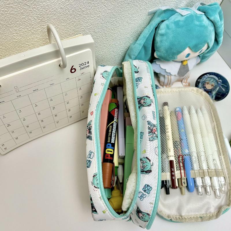 Anime Virtual Singer Miku Stationery Bag Pencil Case Kawaii Large Capacity Student Coin Purse Fans Collect Gift Peripheral Bag