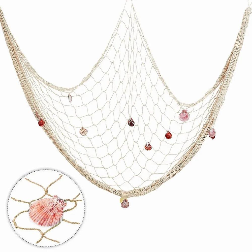 1x2m Decorative Fishing Net Beige Color Wall Hanging Display Net Nautical Fishing Net Table Decor