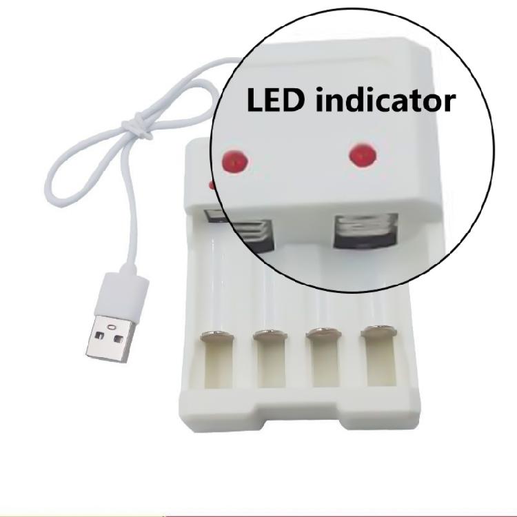 USB Powereds AA/3A Battery Charger with 4 Slots and Recognition for Safe and Efficient Charging