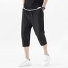 Men Cropped Pants Elastic Waistband Drawstring Quick-Drying Breathable Fit Fabric Loose Design Sports Leisure Pants