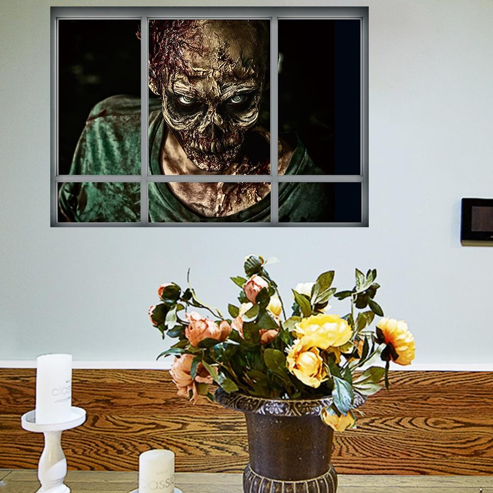 Halloween 3D Wall Sticker Scary Ghost Home Party Bar Decoration Wall Stickers (Size: 48x68 cm)