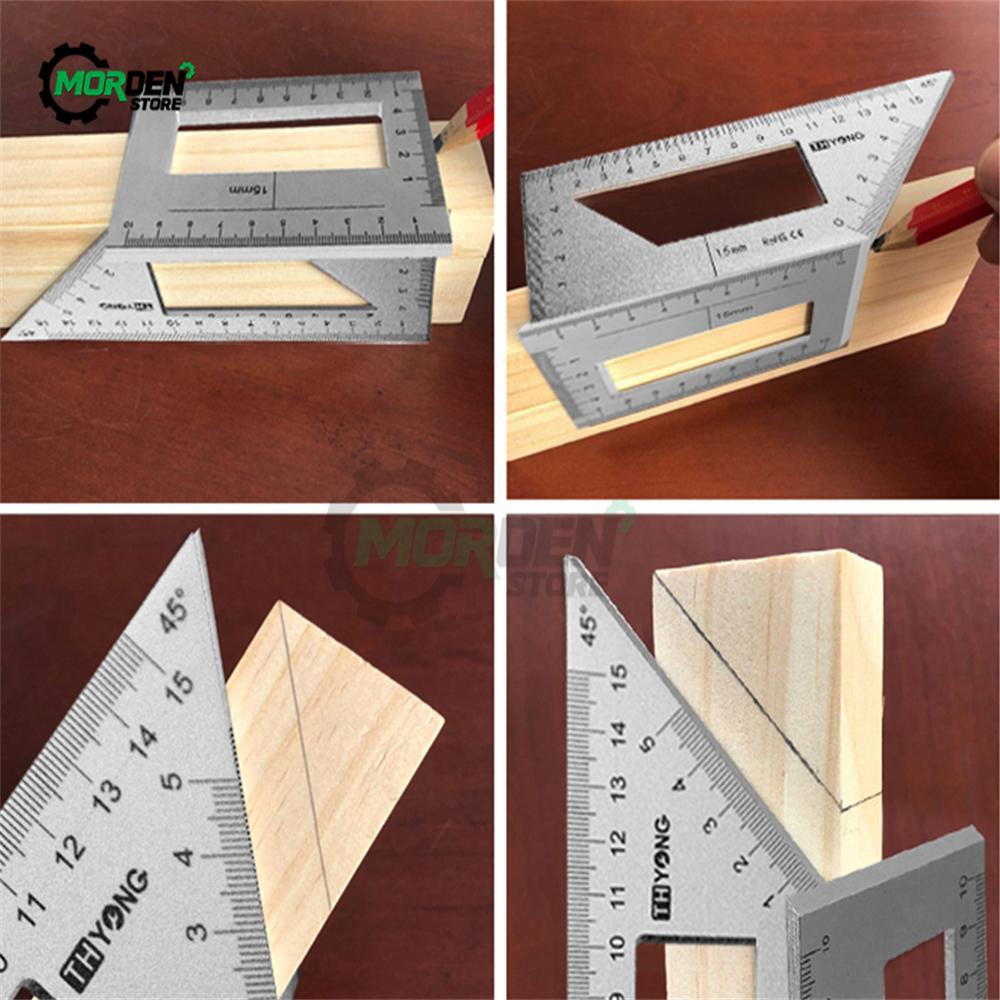 Aluminum Woodwork Scriber T Ruler Multifunction Square 11/91 Degree Gauge Angle Ruler Measuring Woodworking Tool