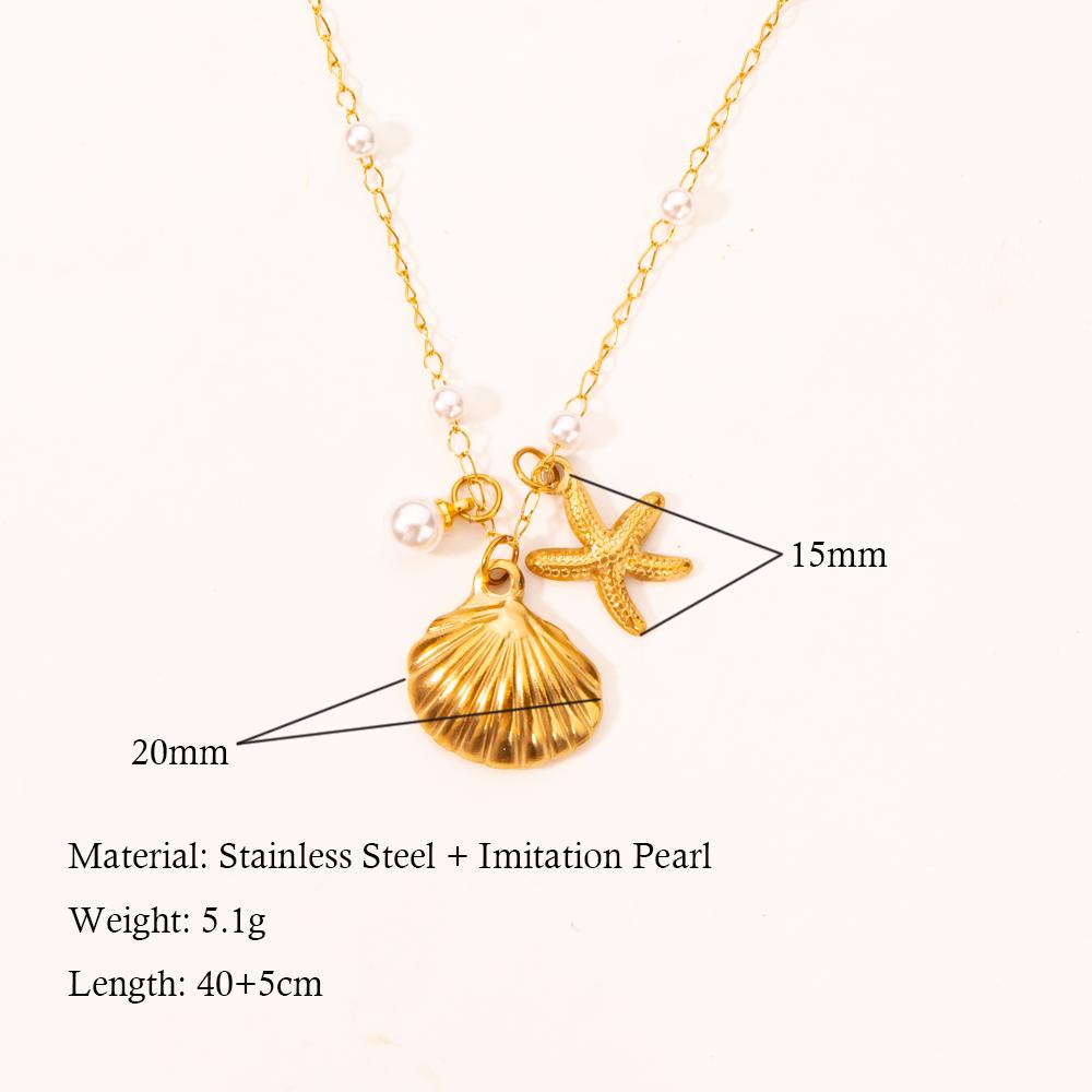 Summer Gold Stainless Steel Shell Starfish Crab Drop Earrings For Women Beach Ocean Hoop Drop Stud