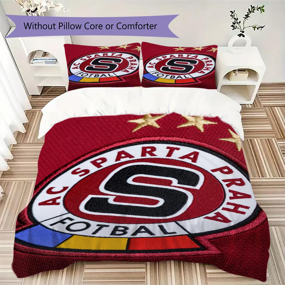 AC Sparta Praha Muster Bettwäsche Steppset Bettbezug Kissenbezug Heimdekoration Geburtstagsgeschenk (1 Bettbezug + 2 Kissenbezüge (ohne Füllung))