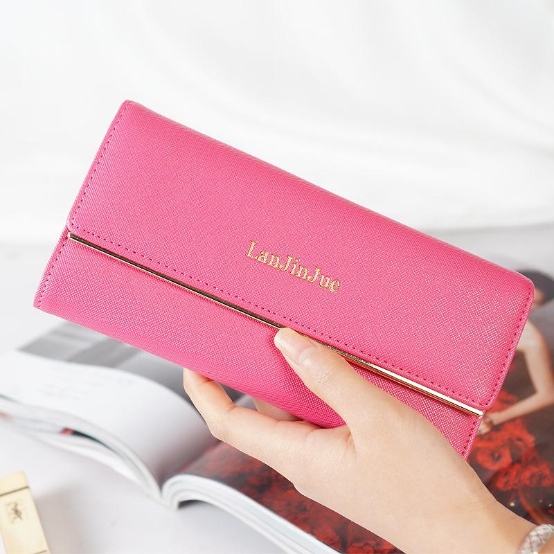 Women's Long Wallet - European & American Style, Multi-Card Slot, Letter Buckle Clutch, Simple Tri-Fold Coin Purse