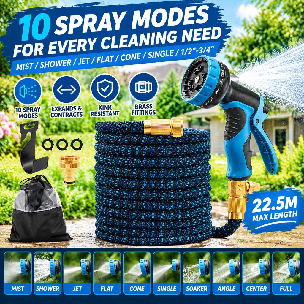 Expandable Hose Set 22.5m Blue-Black US Standard