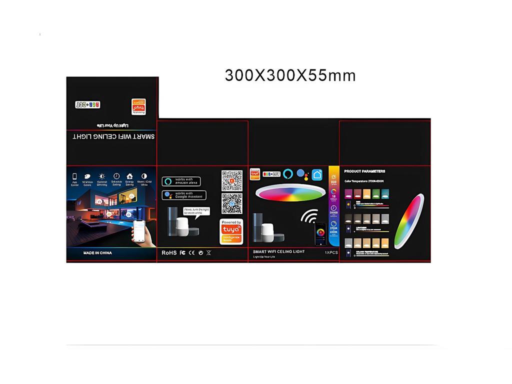 Tuya Smart WiFi Stmívatelné Alexa Hlasem Ovládané Ultratenké Stropní Svítidlo