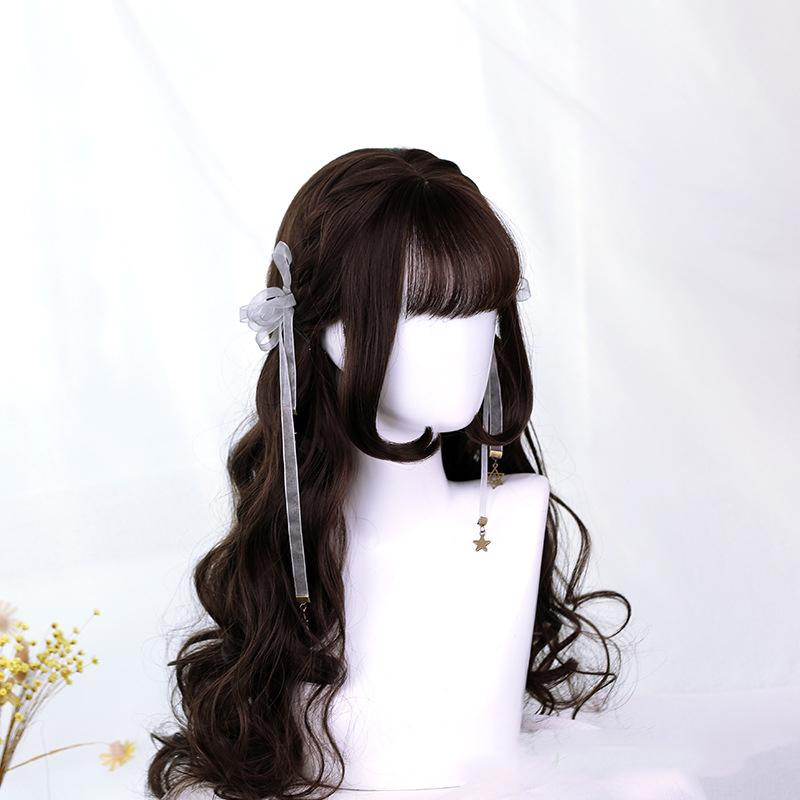 Bybrana Ladies Wear Cute And Beautiful High Temperature Wigs, Brown Long Hair, Big Wavy Bangs, Lolita