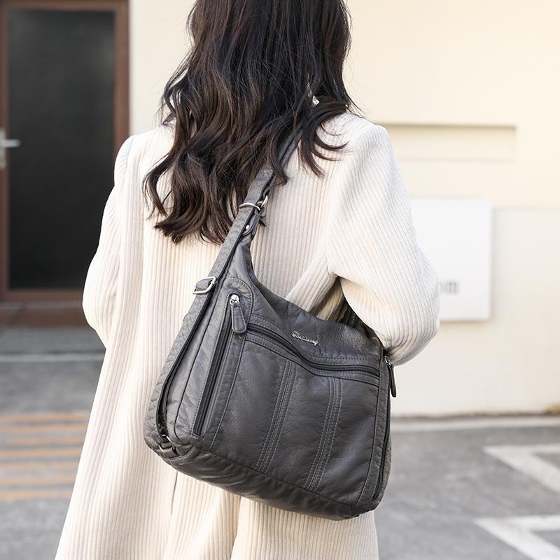 2025 New Large Capacity Middle Aged Women's Bag Multi Layer Lightweight Mother Bag Pu Leather Crossbody Bag Multifunction Shoulder Bag