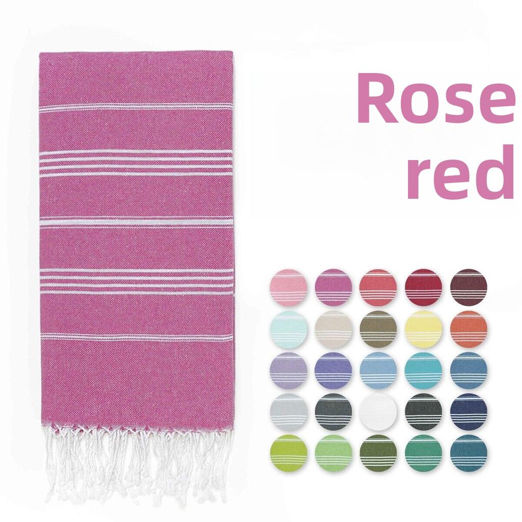 Woven Cotton Blanket Outdoor Blanket Foreign Trade  Beach Towel Color Bath Towel Tassel Striped Polyester Cotton Beach Towel