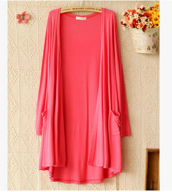 

Женский модальный кардиган на весну/лето - Длинный рукав, средней длины, большого размера, свободный, легкий, защита от солнца для пляжа или комфорта в помещении с кондиционером. One Size