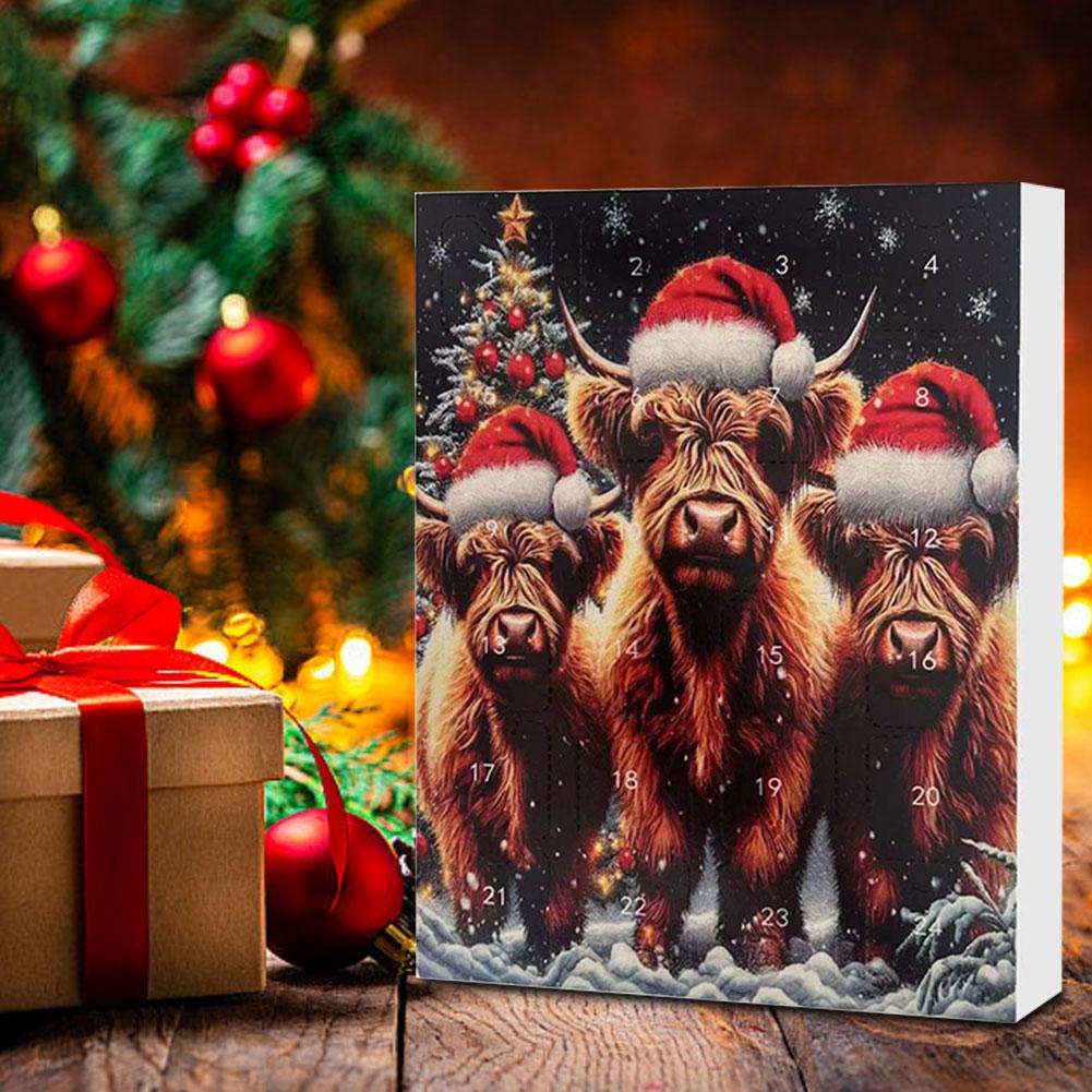 Xmas Countdown Calendar Collectible Funny Cow Set Cow Ornaments Cute Cattle Decorative Ornament for Tree Home Car Backpack Decor