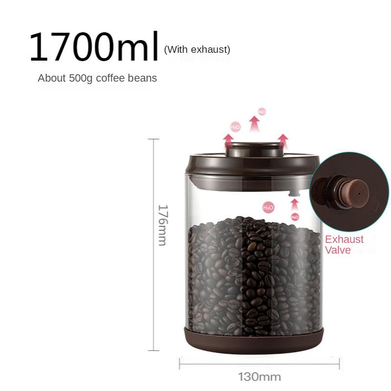 Glass Airtight Canister Kitchen Storage Bottles Jar Sealed Container Tea Coffee Beans Grains Candy Jar With Exhaust Coffee Lover