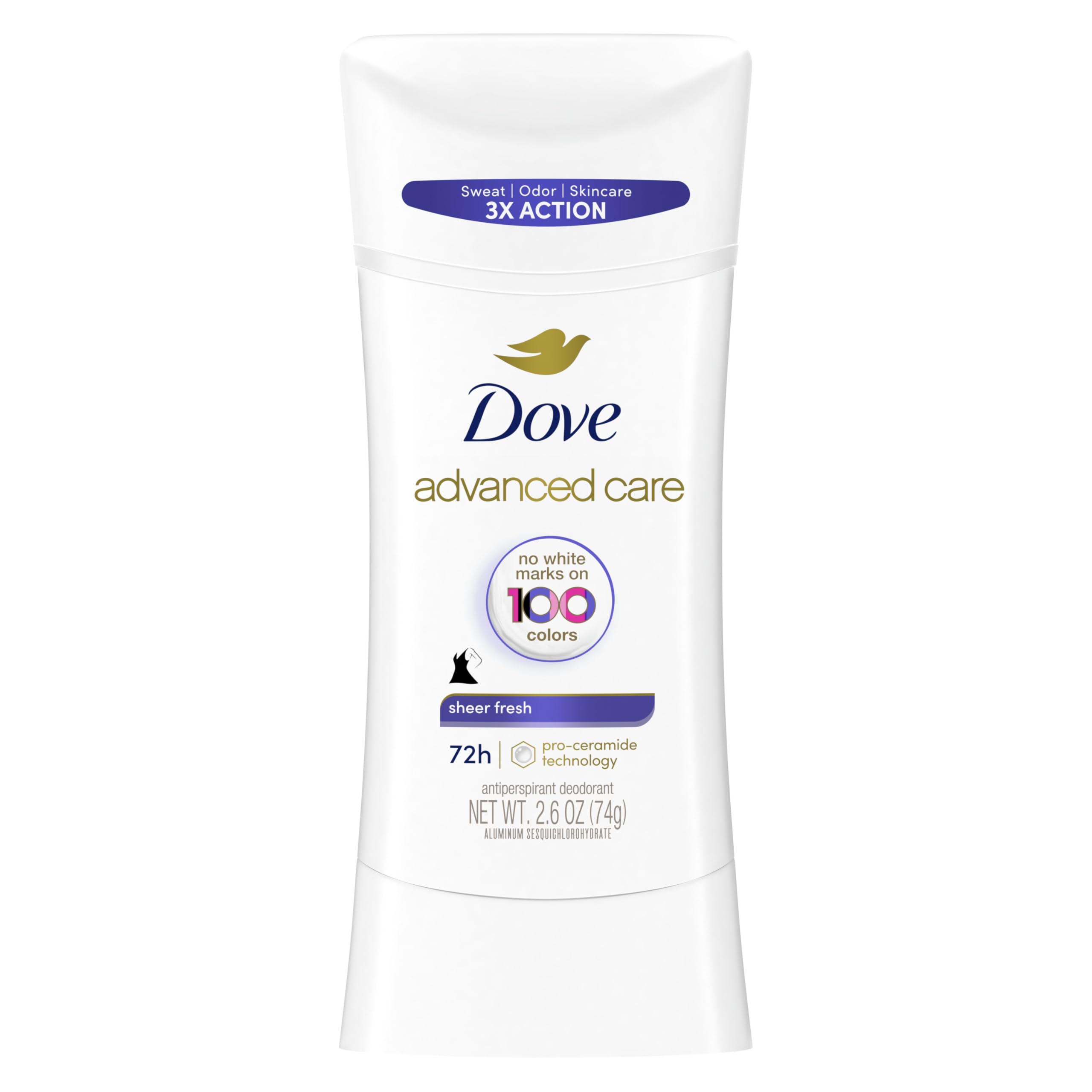 

DOVE WOMEN S DEO Advanced Care Invisible Stick Antiperspirant Deodorant, Sheer Fresh, 2.6 oz