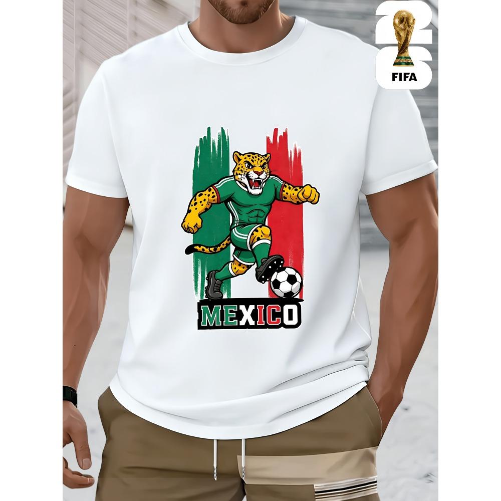 2026 USA-Mexico World Cup, FIFA Men's Basic and Fun Printed Short-sleeved T-shirt, Perfect for Summer Outings