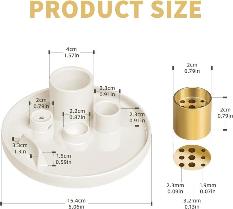 Modern Ceramic Backflow Incense and Tea Light Candle Holder