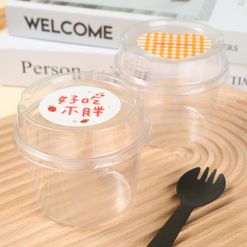 50 stk Engangspuddingkopper med lokk Plastbokser Iskremmousse Dessertpiknik Festpakke Dessertkopper med lokk