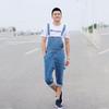Men's Denim Overalls Large Size Strap Straight Pants Light Blue Shorts