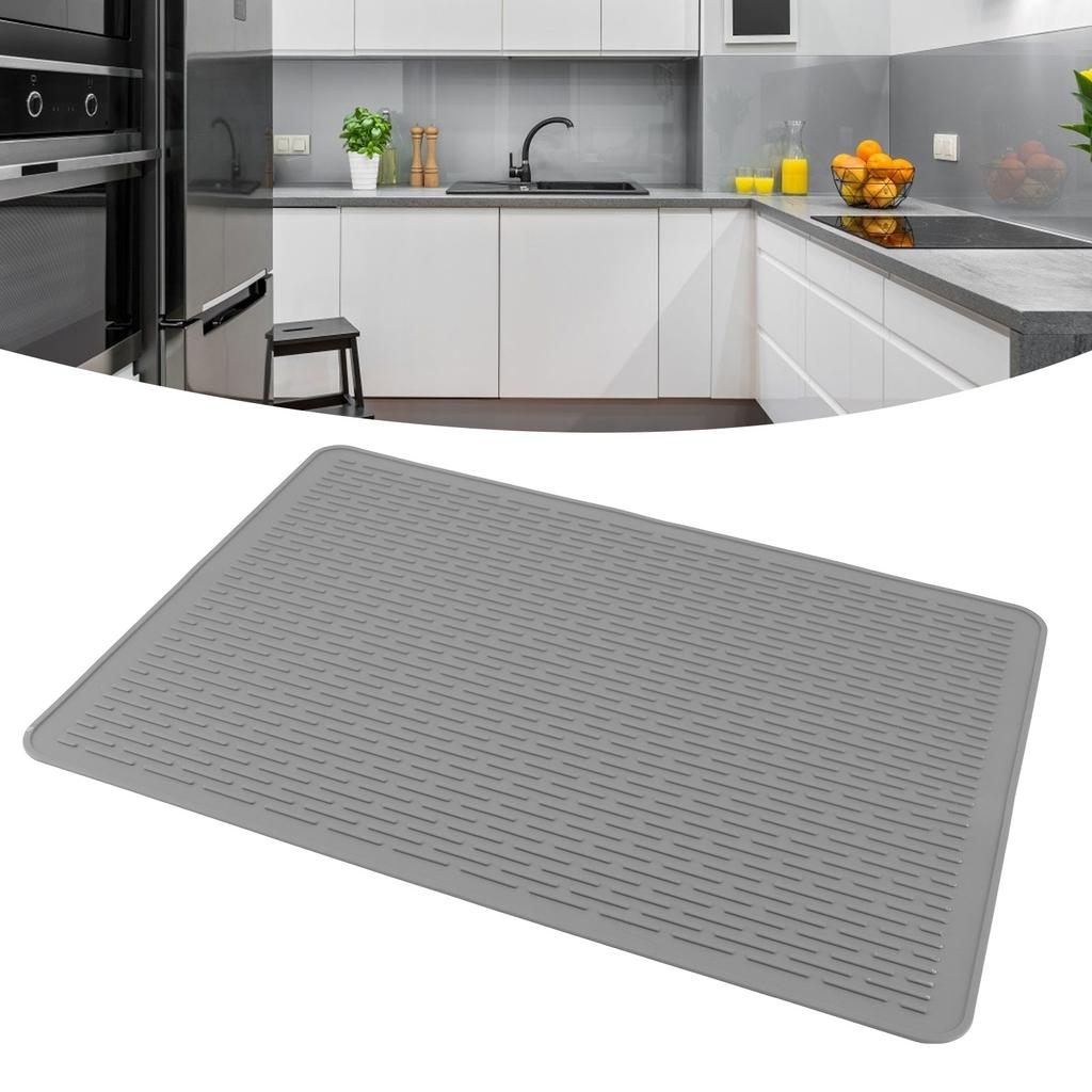 Dish Drying Mat Silicone Non Slip Heat Resistant Hot Pot Dish Pad for Kitchen Counter Table Under Sink Drawer Liner