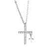 Women Ins Light Luxury Cubic Zirconia Cross Pendant Clavicle Sweater Necklace
