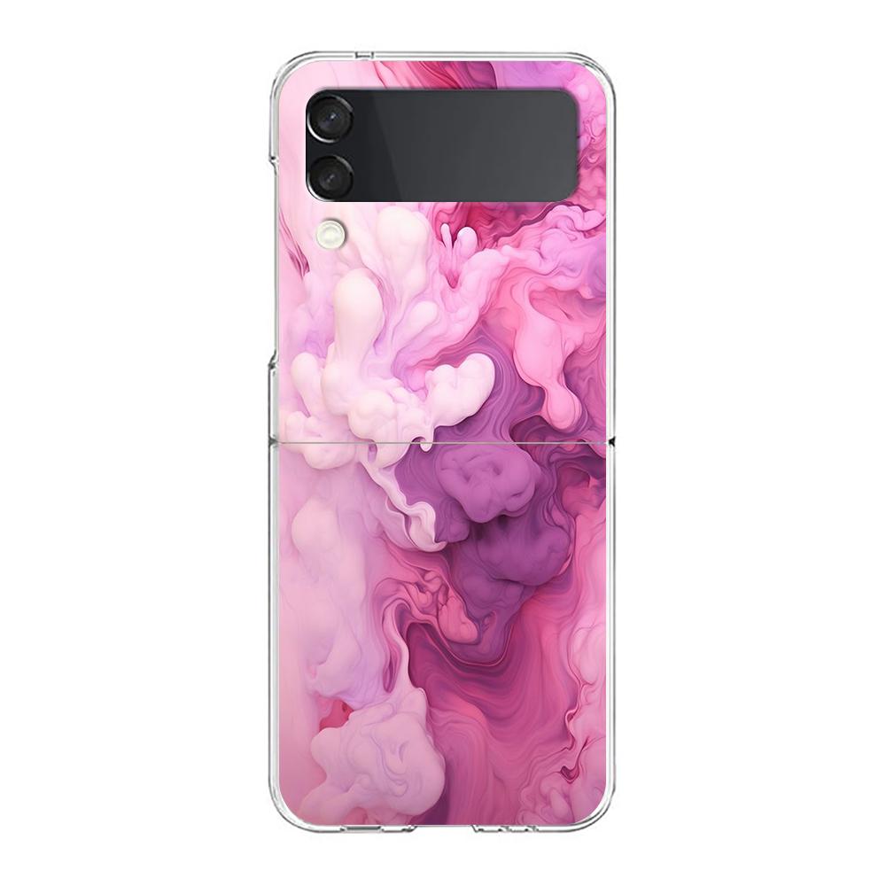 Floating Liquid candy mural Phone Case For Samsung Galaxy Z Flip 3 4 5 Hard Folding Clear PC For Samsung Z Flip 6 Back Cover