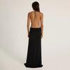 Summer new European and American women's clothing solid color sleeveless slim neck strap sexy backless dress women