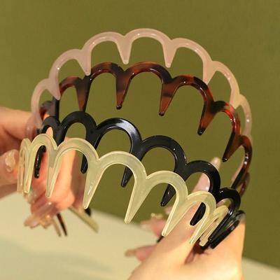 Diadema Ondulada Diademas Resina Marrón Diadema Ondulada Dentada Fina Antideslizante Mujer Maquillaje Peine para el Cabello Banda Zigzag Diadema Entallada