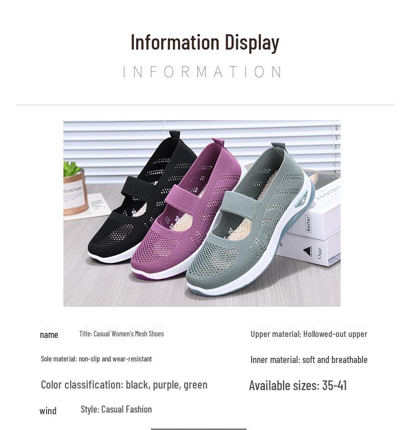 Women's Summer Lightweight Breathable Cloth Walking Shoes for Middle-aged and Elderly