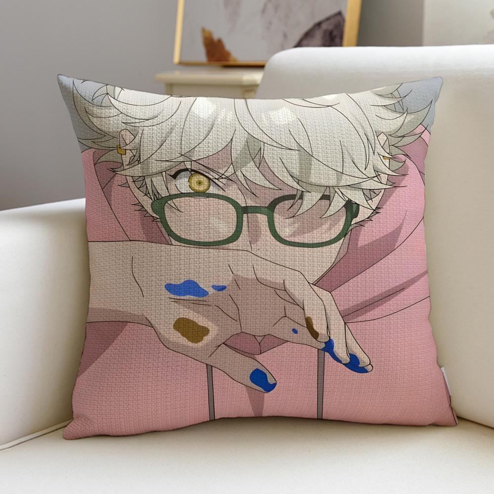 Artistic BBlue PeriodS Cushion Cover Breathable and skinfriendly linen pillowcase square removable and washable cushion