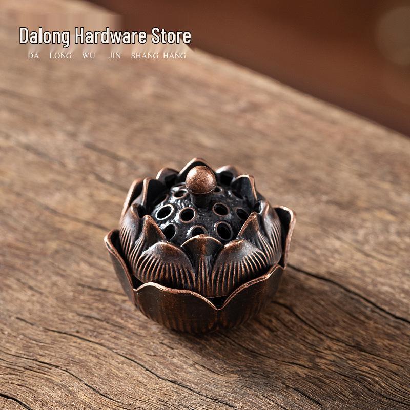 Xiangyun Copper Aromatherapy Incense Burner - Hollow Lotus Design, Three-Legged with Porous Baolian Lantern and Boshan Style.