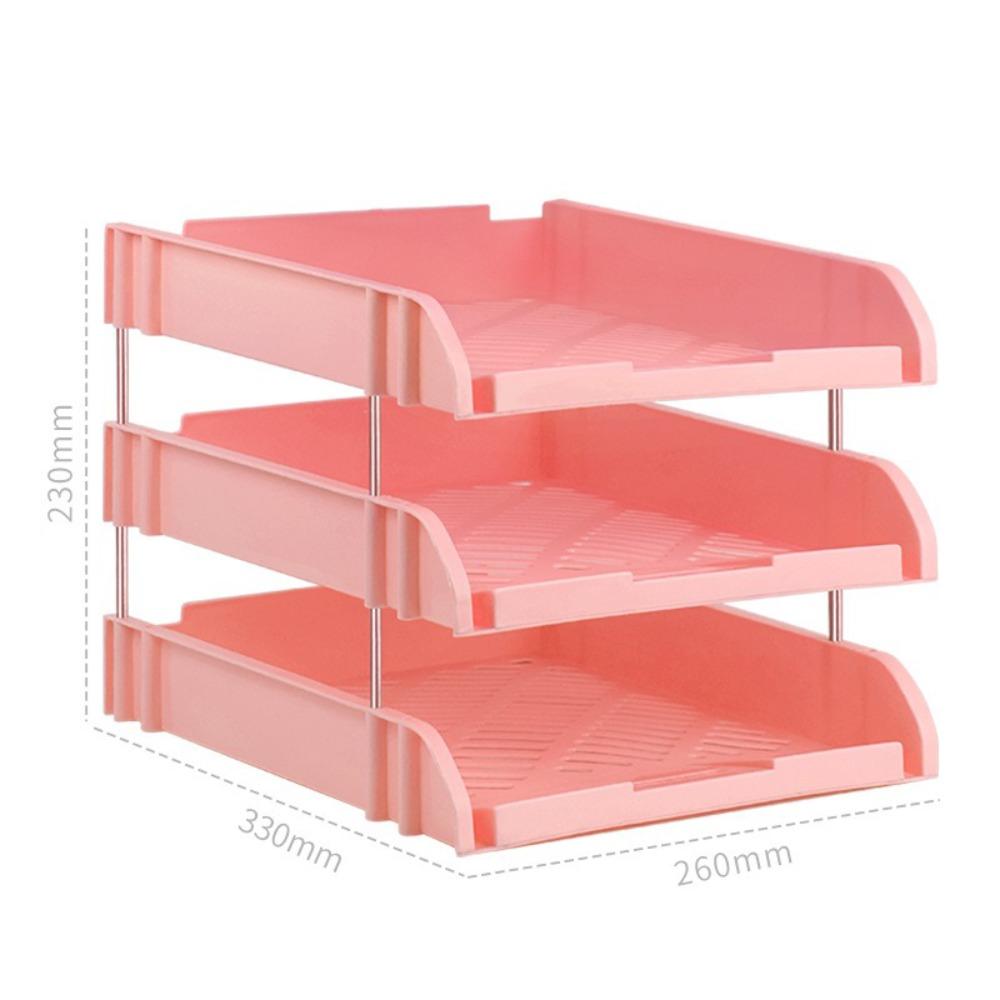 

Стойка для файлов формата А4, PP настольная стойка для хранения, новая офисная коробка для файлов, дом Three layers pink