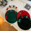 Solid Color Christmas Beret Hat Wool Winter Painter Hats New Wool Beanie Cap  New Year