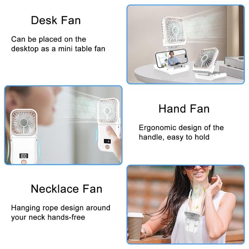 Portable Handheld Fan,Rechargeable Hand Fan, Builtin 3000mAh Battery Fan,USB Foldable Fan, Pocket Fan with Power Bank