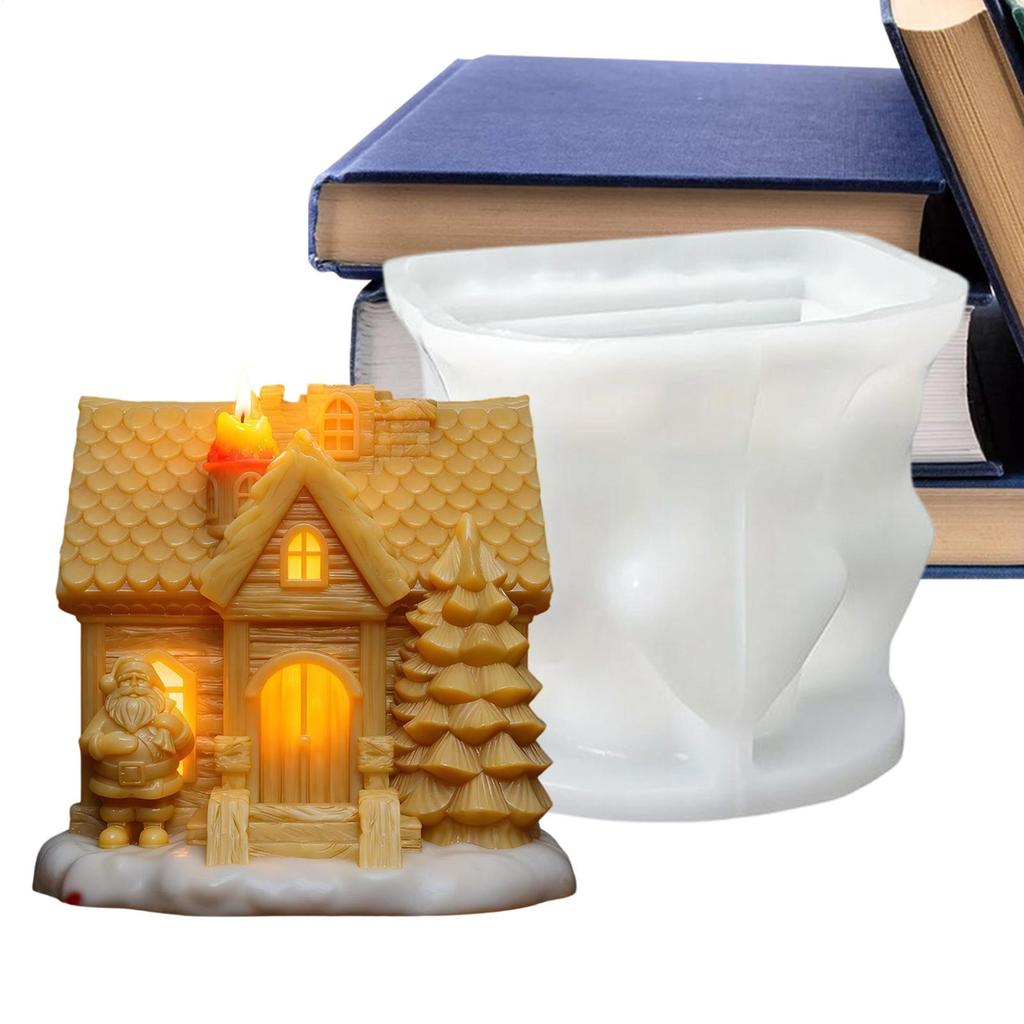 Christmas Candle Molds Holiday House Mould 3D Silicone Mold for Resin Casting Christmas Making Home Decor Holiday Crafts