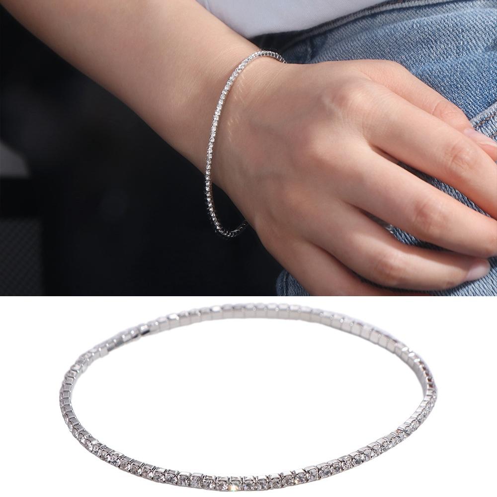 Jewelry Elastic Crystal Bracelet Bling Colored Bangle Fashion Single Rhinestone Bracelet  Girl