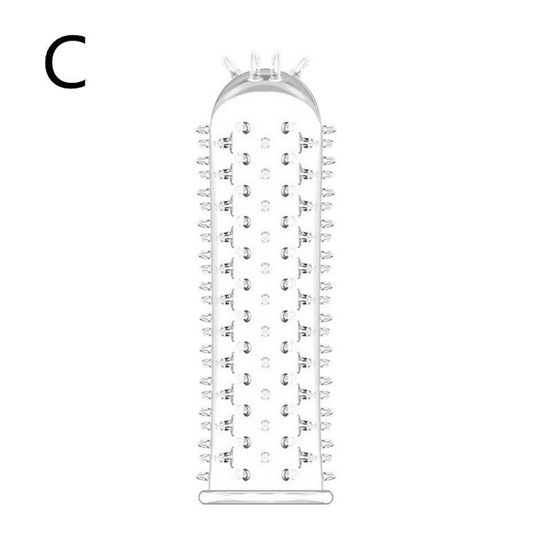 Wiederverwendbare Kondom Penis Hülse Männliche Erweiterung Zeit Verzögerung Spike Klitoris Massager Abdeckung Kristall Klare Kondome Erwachsene Sex Spielzeug